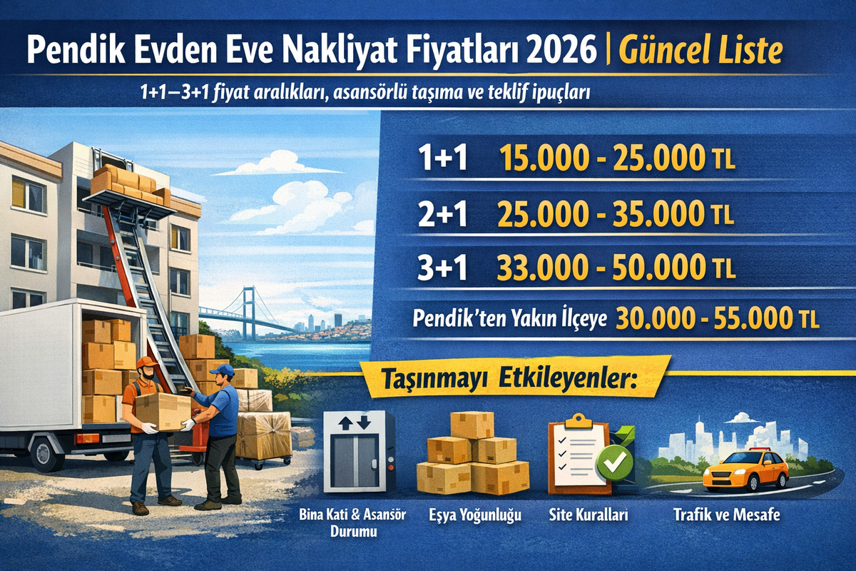 Pendik Evden Eve Nakliyat Fiyatları 2026 Şubat| Güncel Liste